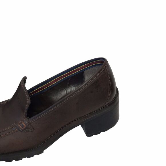 VTG 90s Y2K Tommy Hilfiger Brown Leather Chunky‎ Heel Womens Platform Shoe 8 - Picture 4 of 14